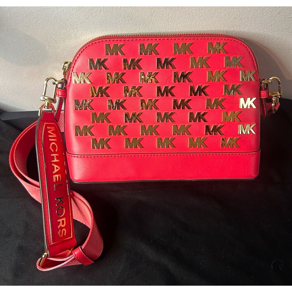 Michael Kors Pink Logo Zip Top Crossbody Bag, Adjustable Strap Lined Pockets
